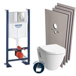 Grohe - Pack wc Bâti Autoportant + Cuvette Vitra S50 + Abattant soft close + Plaque chrome + Set habillage (ProjectS50softclose-2-sabo)