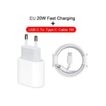 20W Original USB-C Snabbladdare för iPhone 11 12 13 14 Pro Max mini Typ C Snabbladdning för iPhone 8 Plus XR XS MAX USB-C Kabel