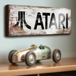 Atari Retro Style Sign Video Arcade Gaming White Wall Plaque Game Room