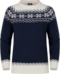 Gridarmor Women’s Snøkrystall Round Neck Ullgenser Navy Blue/Beige/White, S