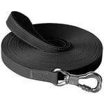 X XBEN Longe pour Chien, 3M 5M 10M 15M 20M 25M 30M Laisse de Dressage étanches pour Chiens, Laisse pour Chien avec Mousqueton Verrouillable, Longe Robuste pour Petits, Moyens et Grands Chiens, Noir