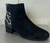 NEW Gabor 52.812.66 Ankle Boot UK4 Black/Blue Snake Print Suede Leather RRP £115