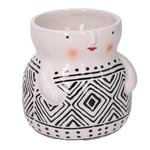 Vacchetti Porte-Pot en céramique Visage Blanc avec décor Noir Ø12,5 H 12,7 cm