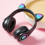 Casque sans fil Bluetooth chat oreille lueur lumiere stéréo basse casques enfants Gamer fille cadeaux PC téléphone casque de jeu-LX-B39B noir