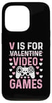 Coque pour iPhone 13 Pro V est pour les jeux vidéo, la Saint-Valentin, Funny Gamer, pour hommes et garçons