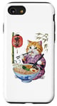 Coque pour iPhone SE (2020) / 7 / 8 Chat animé mignon en kimono mangeant des ramen Anime drôle