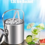 Kitchen Bar Wine Beer Ice Bucket With Tongs And Lid Cooler Ice Cube Container