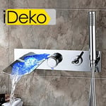 iDeko®Robinet Mitigeur lavabo cascade LED hydroélectricité salle de bain baignoire et au mur caché en Laiton Moderne Céramique