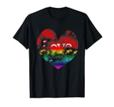 Rainbow Love Clouds Heart 1970s LGBT Gay Lesbian Valentines T-Shirt