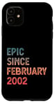 Coque pour iPhone 11 23e anniversaire homme femme épique depuis février 2002