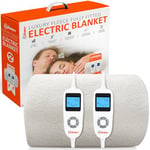 Warmer Electric Blanket SuperKing Size - Dual Control, Body&Feet Zone Setting, Fully Fitted Under Heated Blanket, Luxury Fleece,Timer,9 Heat Settings - Super King