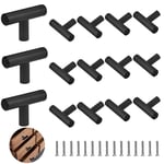 FIGFYOU 15 Pcs Black Cabinet Handles,T Bar Handle Stainless Steel Cabinet Knobs Single Hole Pulls Drawer Pulls Small Drawer Handles T Handles for Cupboard,Bathroom,Wardrobe,Drawer (50mm/2" Long)