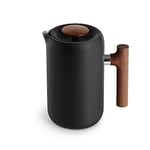 Cafetière à piston Fellow Clara - Cafetière portable en acier inoxydable, Infuseur manuel isolé, Couleur Noir mat avec noyer, Carafe de 24 oz