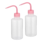 PATIKIL 250ml Wash Bottle, 2pcs Plastic Squeeze Bottle Narrow Mouth Bottle Watering Tools Foam Bottle for Green Soap Cleaning Washing Irrigation, Pink Clear