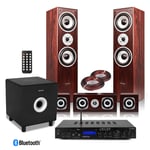 5.1 Surround Sound Speakers with Sub Home Theatre FM Bluetooth Amplifier, Wood