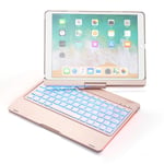 Keyboard Case for Ipad Air 10.5" (3Rd Gen) 2019/Ipad Pro 10.5" 2017,Smart Folio 360° Rotate Stand Cover with 7 Colors Backlit Wireless Keyboard,rose gold