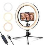 LED Ring Light 10" with Tripod Stand & Phone Holder for Live Streaming & YouTube