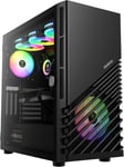 PC Gamer Boitier, Boîtiers Gaming ATX Moyen Tour Vide, Airflow Case, Ventilateurs Intégrés 1x120 et 1x140 FRGB, Double 360, GPU Vertical, Noir