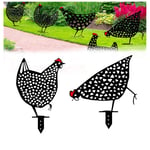 Qianpuren 2 pièces Poulet Cour Art Jardin pelouse décoration de Sol, Coq métal Animaux piquets Poulet Jardin Silhouette pour Pays Jardin Sculpture ou Ferme décor (C)