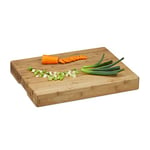 Relaxdays Striped Chopping Board, Bamboo Cutting Board, Size: ca 5.5 x 45 x 35 cm, Recessed Grip, Oiled, Natural