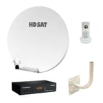 Pack HDSAT Parabole Satellite Fibre Blanche 60cm + LNB Single + Décodeur Satelli