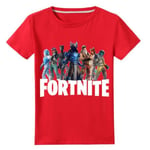 T Shirt med Fortnite Tryck Röd Fäger Storlekar 130-150 för Barn Red Röd 150