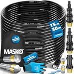 MASKO® Débouche canalisation premium Kit de débouchage 200 bars, sac 3 adaptateurs 2 buses + système rotatif inclus compatible avec le nettoyeur haute pression Kärcher k2-k7 LAVOR kit universel, 15m