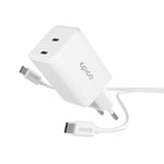 Epico UltraBoost GaN 45W Väggladdare m. 1.2m USB-C till USB-C Kabel - 2x USB-C - Vit