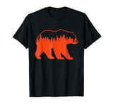 Vintage Downtown Chicago City Skyline Walking-Bear Novelty T-Shirt