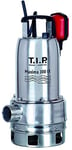 T.I.P. Maxima 300 IX Pompe Submersible pour Eaux Usées en Inox Débit de 18000 l/h Hauteur de Refoulement de 8 m Puissance de 700 W Roue en Noryl Interrupteur à Flotteur Automatique Couleur Argent