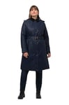 Ulla Popken Femme Grandes Tailles Veste cirée, imperméable, col en Velours côtelé, Doublure intégrale Bleu Marine 50+ 808368130-50+