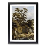 Big Box Art Roelof Van Vries Cottage on a River Framed Wall Art Picture Print Ready to Hang, Black A2 (62 x 45 cm)