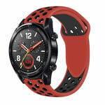 Huawei Watch GT - Silikon armband - andningsbar - Röd/Sort