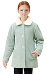 maoo garden Caban d'Hiver en Laine Pour Petites Filles Manteau Habillé à Col en Fourrure Veste Matelassée Vert 116