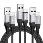 Câble Usb C Charge Rapide[Lot De 3, 1M+1M+2M],Cable Usb Type C Chargeur Pour Samsung Galaxy A13 S23 S22 S21 S20 Plus Ultra S10 S10E S9 S8 A53,A51 A71 A31 A52 A72,A41 A21 A21S A50 A40 A70,A3 [X3449]