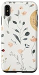 iPhone XS Max Whimsical Boho Watercolor Wildflowers Moon Insects Design Case