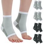 Cheap4uk 4 Pairs Functional Socks Neuropathy Socks for Men Women Ankle Compression Socks Plantar Fasciitis Socks for Feet Pain Relief Soothe Enhanced Comfort Breathable Design (White+Black, 5-7.5)