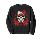 Sugar Skull Women Girls Men Roses Day Of The Dead Sweatshirt