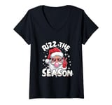 Womens Funny Christmas Rizz The Season Santa Pink Bubble Gum Xmas V-Neck T-Shirt