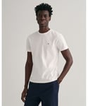 Gant Mens Slim Fit Short Sleeve Shield Logo T-Shirt - White - Size 2XL