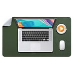 DOBAOJIA Tapis de Souris Grand, sous Main Bureau L, Mouse Pad Mat Prolongé, Tapis de Portable, Tableau d'Écriture, Buvard de Bureau, Double Face Usage en Cuir PU Étanche 60 x 35cm(Vert Foncé/Gris)