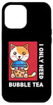 Coque pour iPhone 12 Pro Max Mignon chat kawaii boisson thé au lait bulle I Love Boba Tea