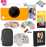 KODAK Printomatic Instant Camera (Yellow) Gift Bundle + Zink Paper (20 Sheets) + Case + 7 Sticker Sets + Markers + Photo Album