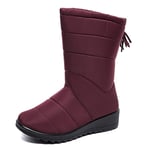 XLH Femmes Bottes Marche en Plein air Restez Chaussures Chaudes Chaussures étanche Tissu imperméable Bottes de Fourrure Artificielle Hiver Bottes décontractées,Rouge,EU41