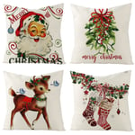 Jultomte Ren Kuddfodral 45x45cm, Set om 4 Jultomte Kuddfodral Chri