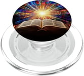 Open Bible with Radiant Light and Colorful Art PopSockets PopGrip for MagSafe