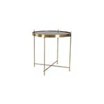 Table basse ronde 48x48 cm en verre et acier doré