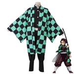 Kids Demon Slayer Animation Cosplay Kostym Outfit Set Kamado Tanjirou 11-12 Years