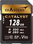 Exascend Catalyst Carte mémoire SDXC UHS-II V90 128 Go 4K UHD jusqu'à 280 Mo/s Vitesse d'écriture UHS-II, Classe 10, U3, V90