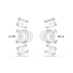 Swarovski Boucles d'oreilles clip Millenia, Taille octogonale, Blanches, Métal rhodié